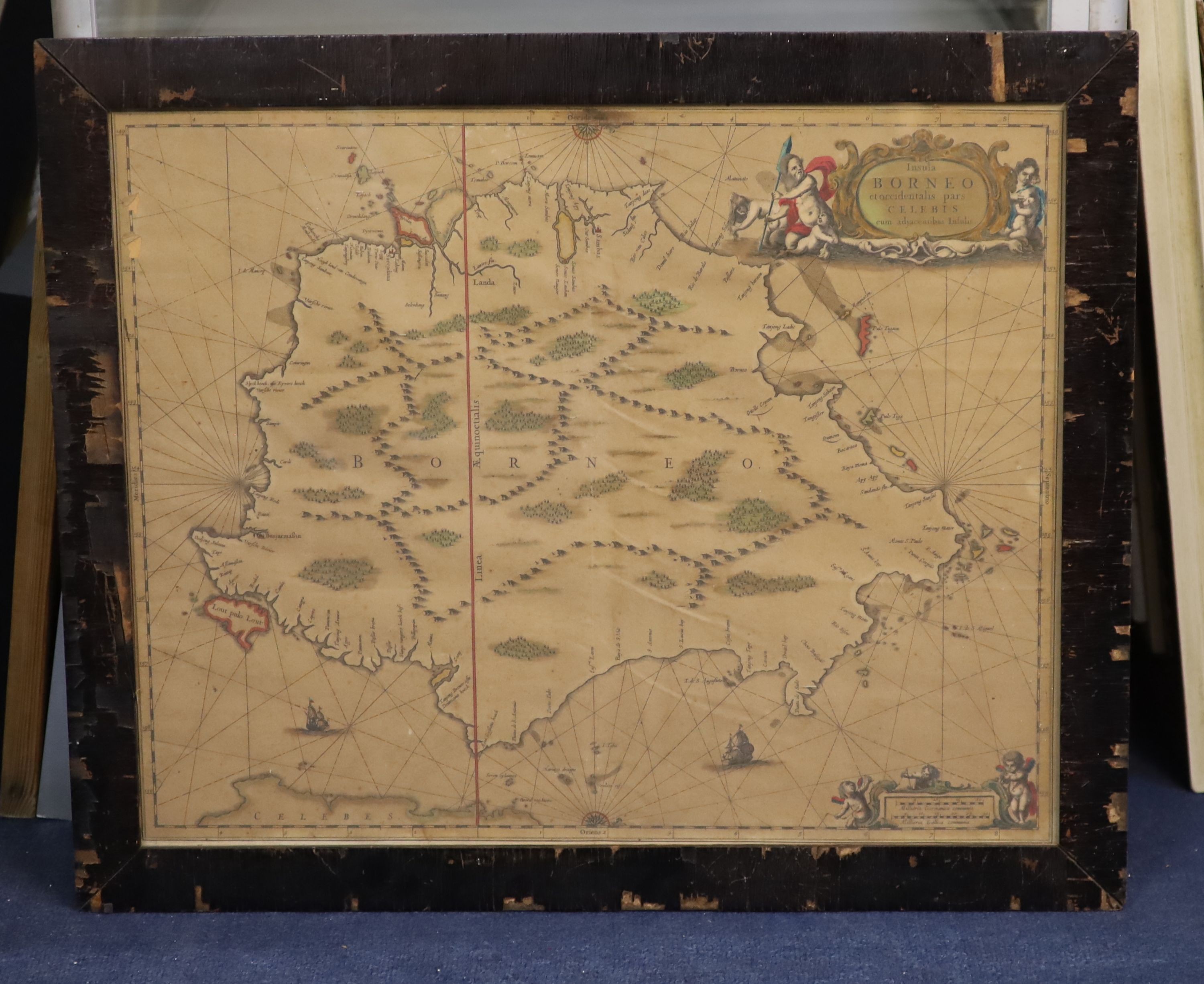 Gerard Van Keulen (1678-1726), Map of Borneo, inscribed ‘Insula et Occidentalus pars Celebis cum Adjacensibus Infulis’, hand coloured engraving, 42.5 x 52cm